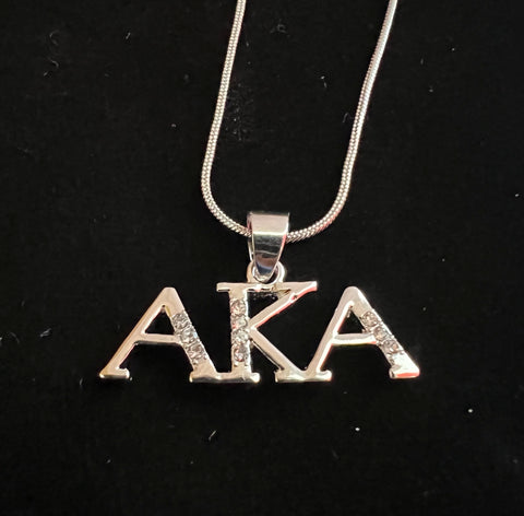 AKA w/ Rhinestones (Horizontal) Pendant Necklace