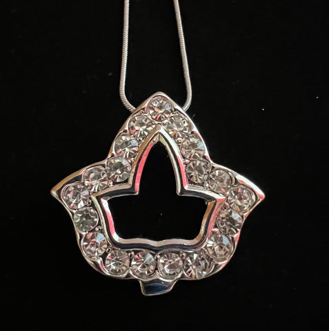 Large Rhinestone Outline Ivy Pendant Necklace (1 1/2")