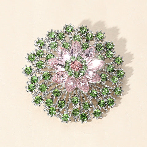 Stone Embellished Flower Pin Brooch - Limit One Per Order