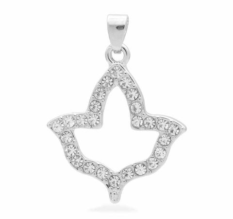 Small Rhinestone Outline Ivy Pendant Necklace (1")