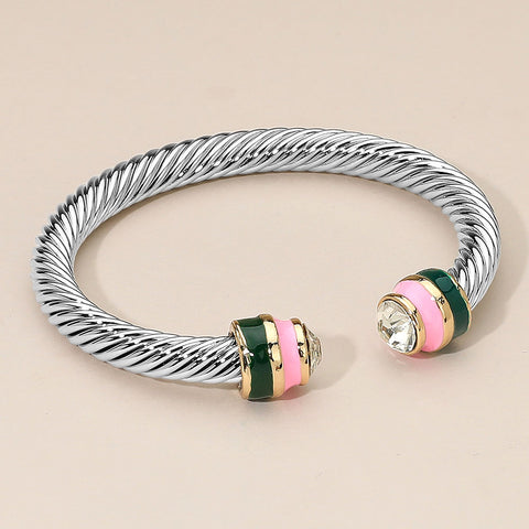 Pink & Grn Twisted Cuff Bracelet