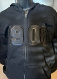 1908 Hoodie Zipper Sweatshirt- Black - Max 1 Per Order
