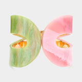 Pink & Green Resin Hinged Bangle Bracelet