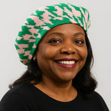 Houndstooth Knit Beret- Pink & Green
