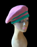 Premium Pink & Green Stretch Beret (Tam)