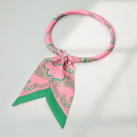 Abstract Printed Bow Knot Fabric Scarf Magnetic Necklace