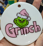 Pink & Green Grinch Ornament