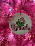 Pink & Green Grinch Ornament