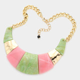 Pink & Green Resin Hinged Necklace