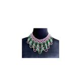 Elegant Pearl Beaded Bib Statement Choker Necklace