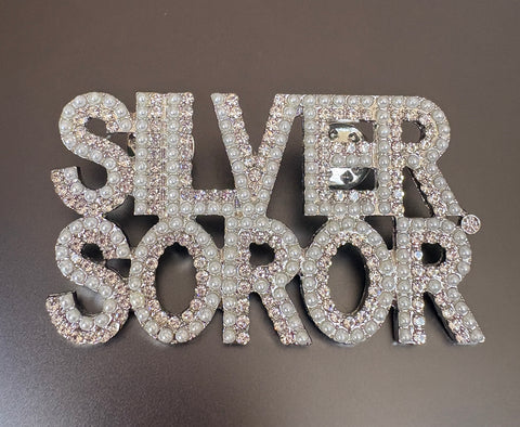 AKA Silver Soror Pearl/Rhinestone Pin - Large
