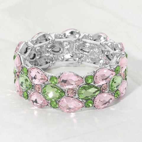 Teardrop Stone Accented Stretch Evening Bracelet