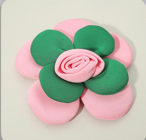 Fabric Floral Statement Pin Brooch Alligator Snap Hair Clip