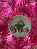 Pink & Green Grinch Ornament