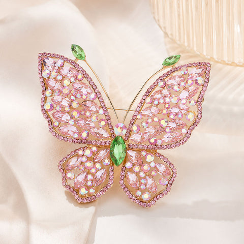 Multi Stone Embellished Butterfly Pin Brooch