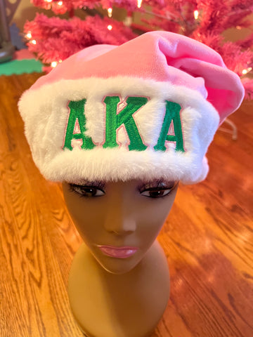 AKA Satin Lined Santa Hat - PINK