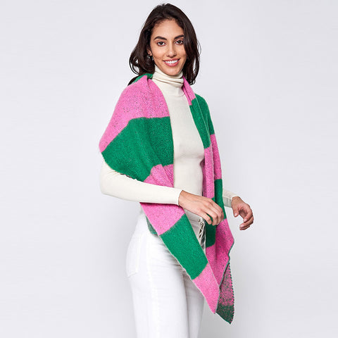 Pink & Green Striped Scarf