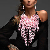 Pearl Statement Necklace - Pink