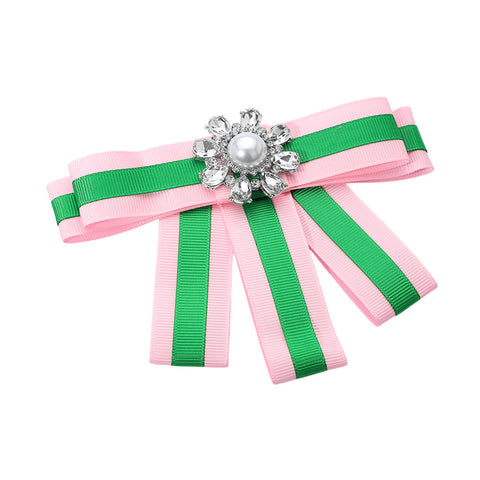 Pink & Grn Pearl Bow