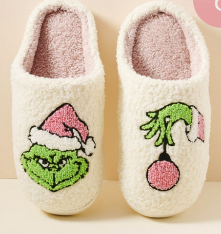 Pink & Green Grinch Slippers