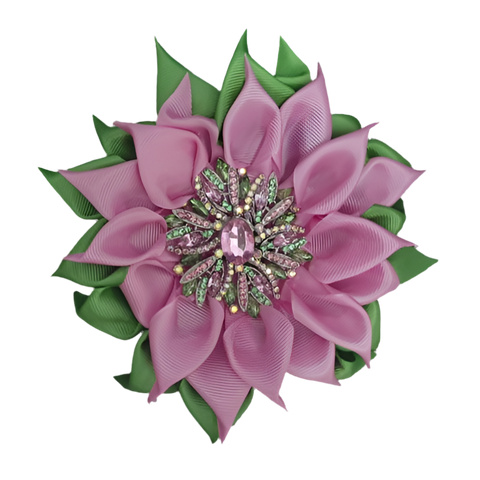 NEW AKA Rhinestone SATIN FLOWER Brooch - Limit One Per Order
