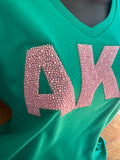 Pink & Green Pearl AKA Vneck Tshirt - Limit 1 Per Order