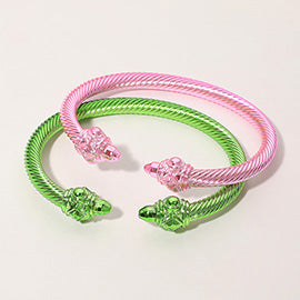 2 PCS Pearl Tip Shiny Bracelets - Pink & Grn #2