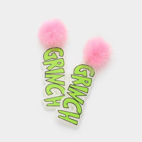 Pink & Green Grinch Earrings #2