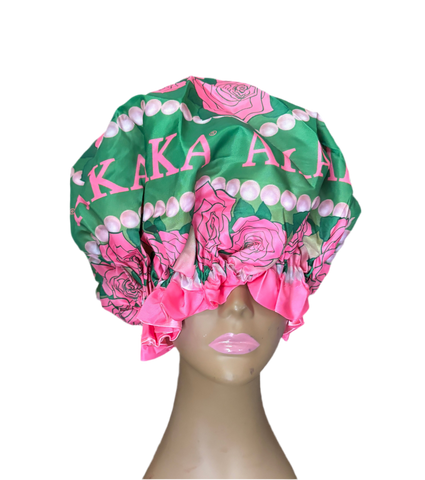 AKA Tea Rose Satin Lined Shower Cap #2 - Limit 2 Per Order