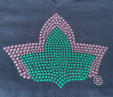 3D Pink & Green Ivy Vneck Tshirt