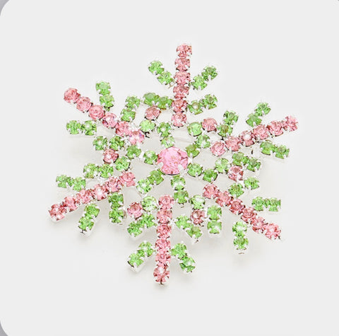 Crystal Pave Snowflake Pin Brooch