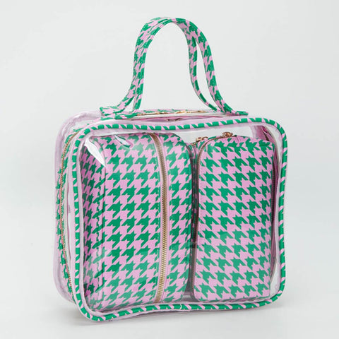 4PCS - Transparent Faux Leather Travel Cosmetic Bag Set