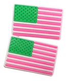 Jibbitz 5 Pack Pink&Green Flag for Crocs and/or Bogg Bags