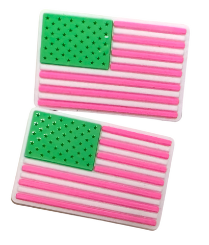 Jibbitz 5 Pack Pink&Green Flag for Crocs and/or Bogg Bags