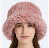 Plush Furry Bucket Hat - Pink