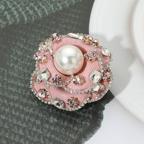Pearl Accent Flower Brooch / Hair Clip