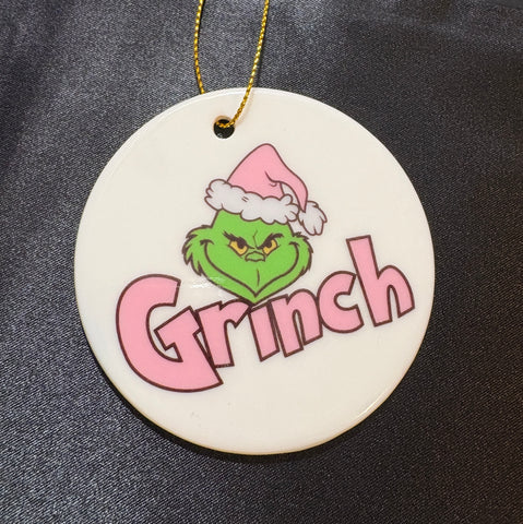 Pink & Green Grinch Ornament