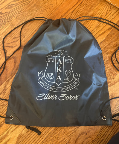 Large Silver Soror DRAWSTRING Backpack - Limit 5 per order