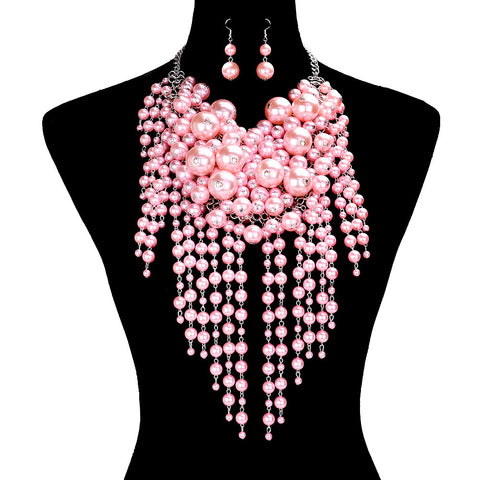 Pearl Statement Necklace - Pink
