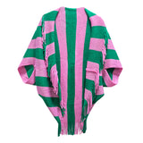 Striped Fringe Shawl Wrap - Limit 1 per order