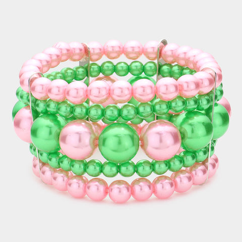 Pink & Green Multi-Layer Bracelet