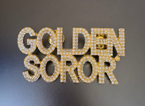 AKA Golden Soror Pearl/Rhinestone Pin - Large