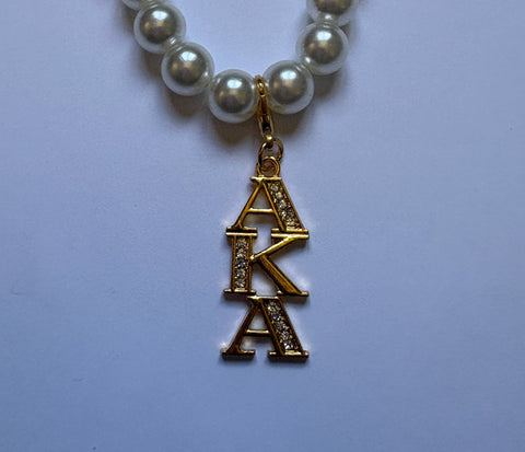 AKA Gold Letters Pearl Bracelet