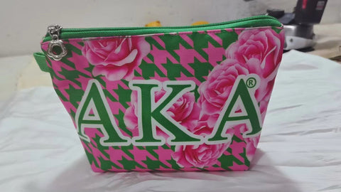 AKA Houndstooth TeaRose Cosmetic Bag