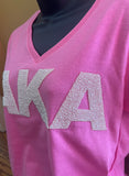 Pearl AKA Short Slv Pink Vneck Tshirt