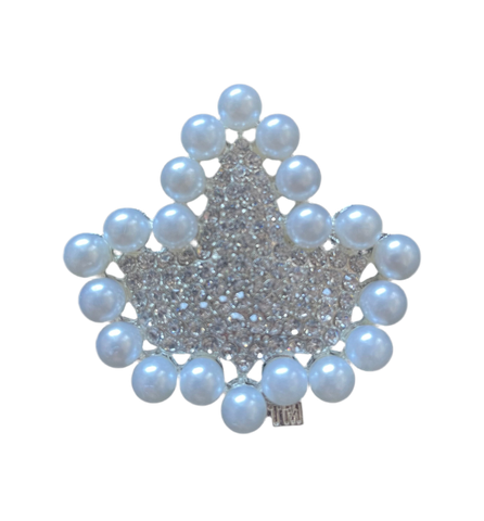 Large Ivy Pearl and Rhinestone Lapel Pin