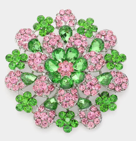 Show Stopper Brooch - Pink and Green