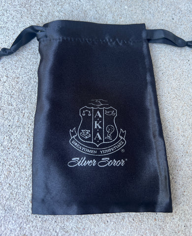 Set 10 Silver Star Shield Satin AKA Jewelry Bag (4"x 6")