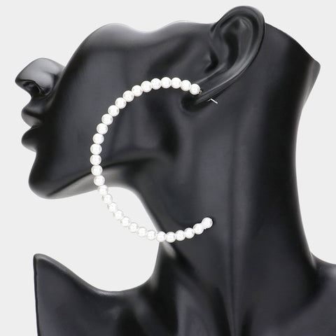 Pearl Half Hoop Earrings