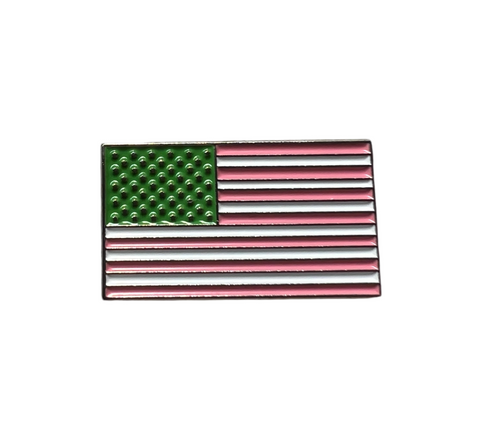 Pink & Green Flag Pin - Small
